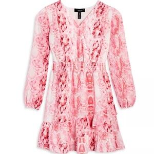 AQUA Girls' Snake Print Peasant Dress